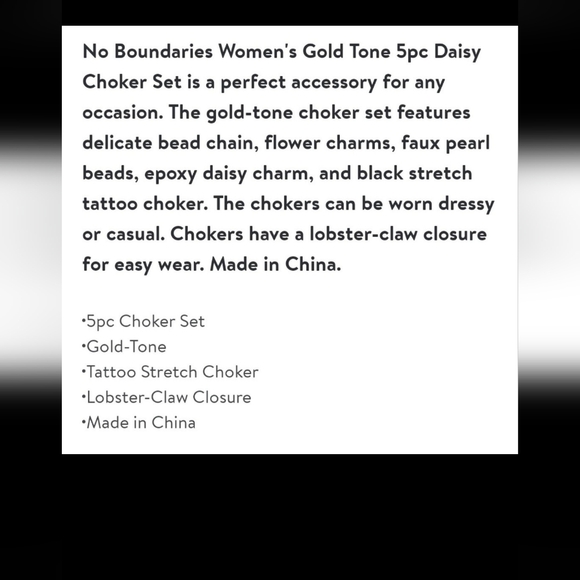 No Boundaries Women's Gold Tone 5pc Daisy Choker Set - Picture 5 of 5